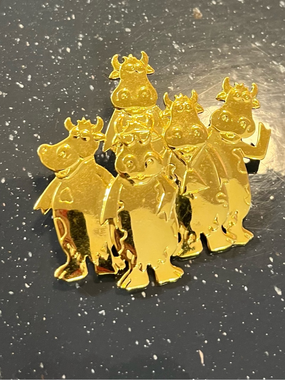 Gold Cow Character Pin